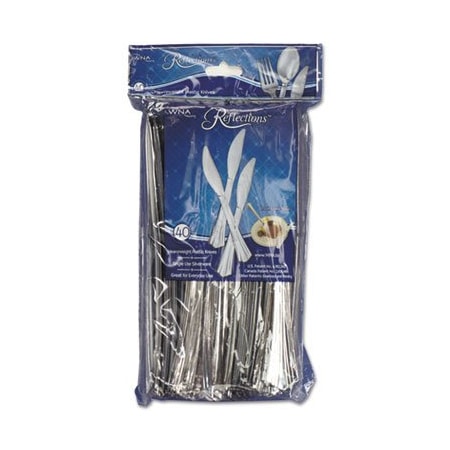 Wna WNA, Reflections Heavyweight Plastic Utensils, Knife, Silver, 7 1/2in, 40PK REF320KNPK